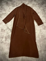 Womens Gold Trim Abaya with Scarf