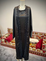 Deluxe Lace Detail 2pcs Slip Abaya Jacket Set