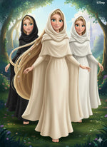Womens Gold Trim Abaya with Scarf