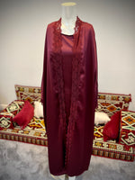 Deluxe Lace Detail 2pcs Slip Abaya Jacket Set