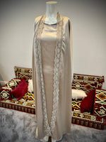 Deluxe Lace Detail 2pcs Slip Abaya Jacket Set