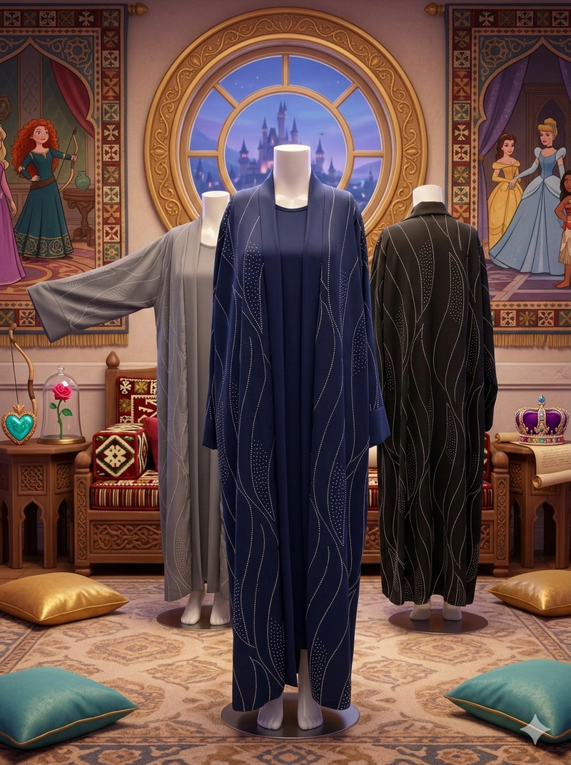 Jubbiya Embelished Stonework 2 Piece Abaya With Pockets