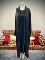 Jubbiya Embelished Stonework 2 Piece Abaya With Pockets