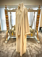 Womens Gold Trim Abaya with Scarf