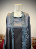 Deluxe Lace Detail 2pcs Slip Abaya Jacket Set