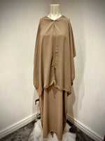 Womens Gold Trim Abaya with Scarf