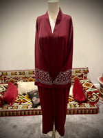 Jubbiya Outer Abaya Jacket Embellished Stone Work Sleeves (With Belt)