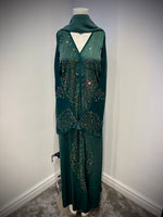 Jubbiya Womens Emerald Stone Work Abaya  With Scarf and Belt Sizes 52-58
