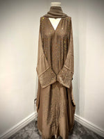 Jubbiya Nutella Womens Butterfly Stonework Abaya (Scarf and Inner Belt)