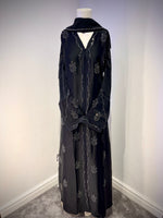 Jubbiya Womens Black Stone Work Abaya (Scarf & Belt)