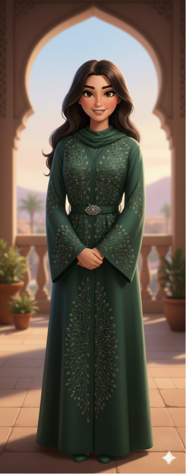 Jubbiya Womens Emerald Stone Work Abaya  With Scarf and Belt Sizes 52-58
