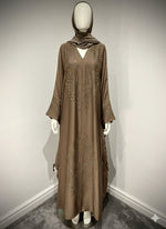 Jubbiya Nutella Womens Butterfly Stonework Abaya (Scarf and Inner Belt)