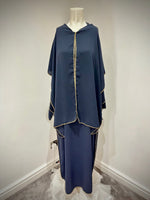 Womens Gold Trim Abaya with Scarf